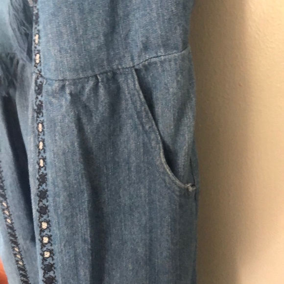 Embroidered Denim Pocket Dress - Picture 3 of 5